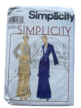 Vintage 90s Simplicity 8640 Sewing Pattern Size 18-20-22 Titanic Dress UNCUT